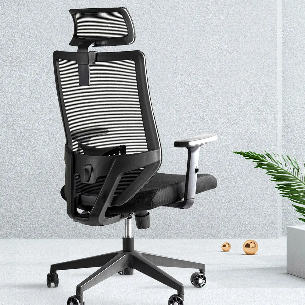 Chaise de bureau moderne en maille, chaise d'ordinateur noire à dossier haut avec roulettes Clearhalo
