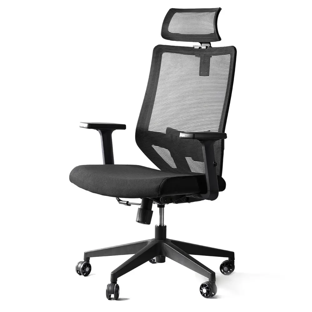 Chaise de bureau moderne en maille, chaise d'ordinateur noire à dossier haut avec roulettes Clearhalo