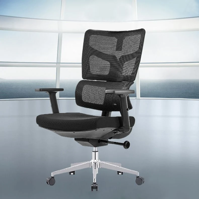Chaise de bureau moderne en maille, chaise d'ordinateur à dossier haut, noir/gris Clearhalo