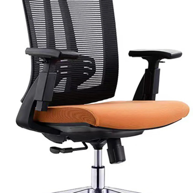 Chaise de bureau moderne en maille, chaise d'ordinateur en noir/orange, à dossier haut, avec roulettes Clearhalo