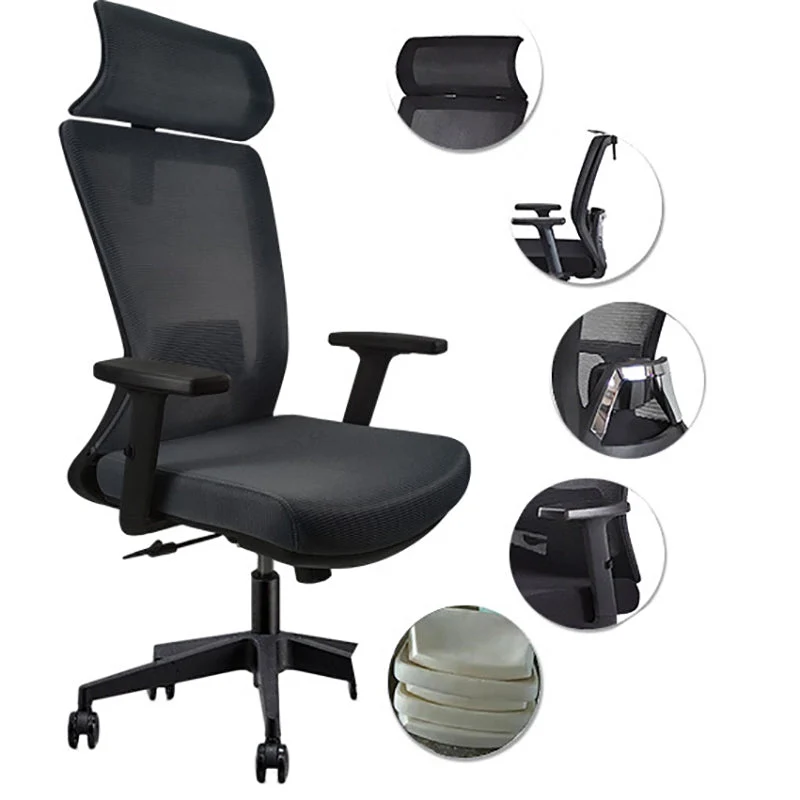 Chaise de bureau moderne en maille, chaise d'ordinateur réglable en noir Clearhalo