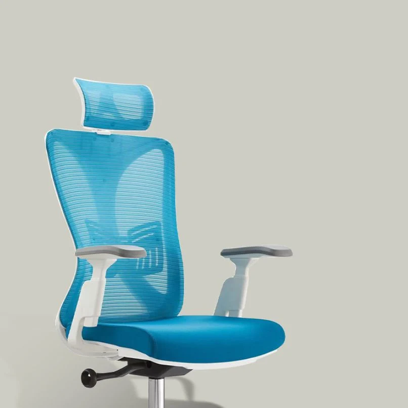 Chaise de bureau moderne en maille, chaise d'ordinateur à dossier haut en bleu Clearhalo