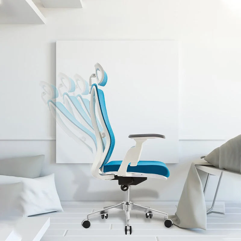 Chaise de bureau moderne en maille, chaise d'ordinateur à dossier haut en bleu Clearhalo