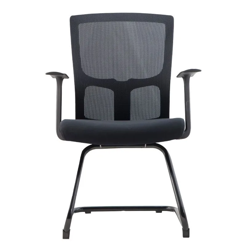 Chaise de bureau moderne en maille à dossier mi-hauteur avec accoudoirs inclus, noir Clearhalo