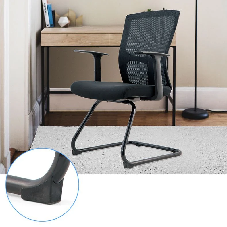 Chaise de bureau moderne en maille à dossier mi-hauteur avec accoudoirs inclus, noir Clearhalo