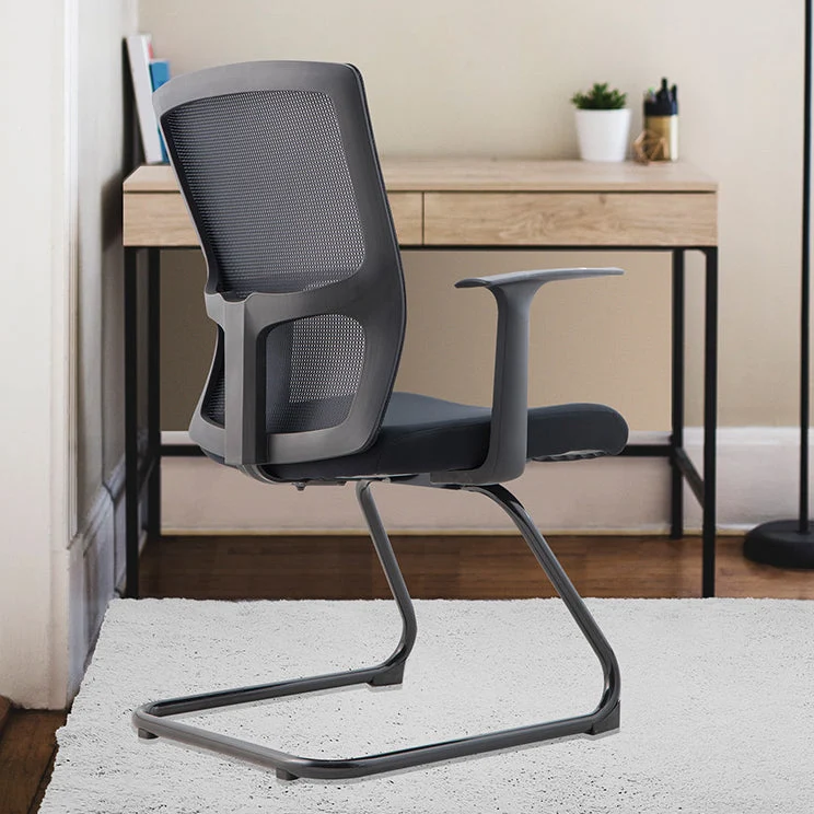 Chaise de bureau moderne en maille à dossier mi-hauteur avec accoudoirs inclus, noir Clearhalo