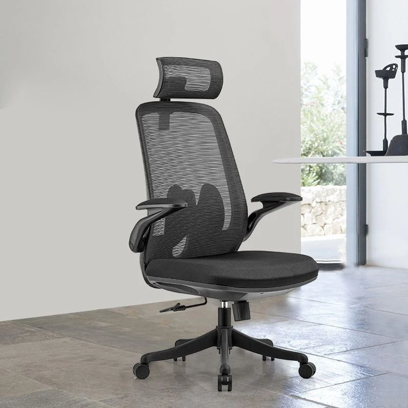 Chaise de bureau moderne en maille, ergonomique, à dossier haut, noire Clearhalo