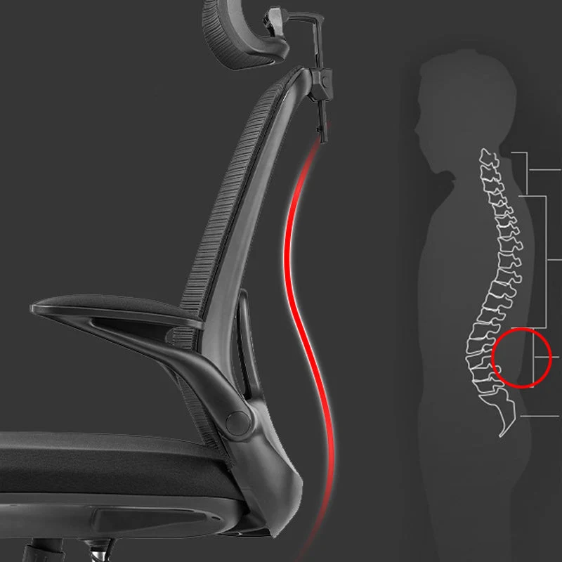 Chaise de bureau moderne en maille, ergonomique, à dossier haut, noire Clearhalo