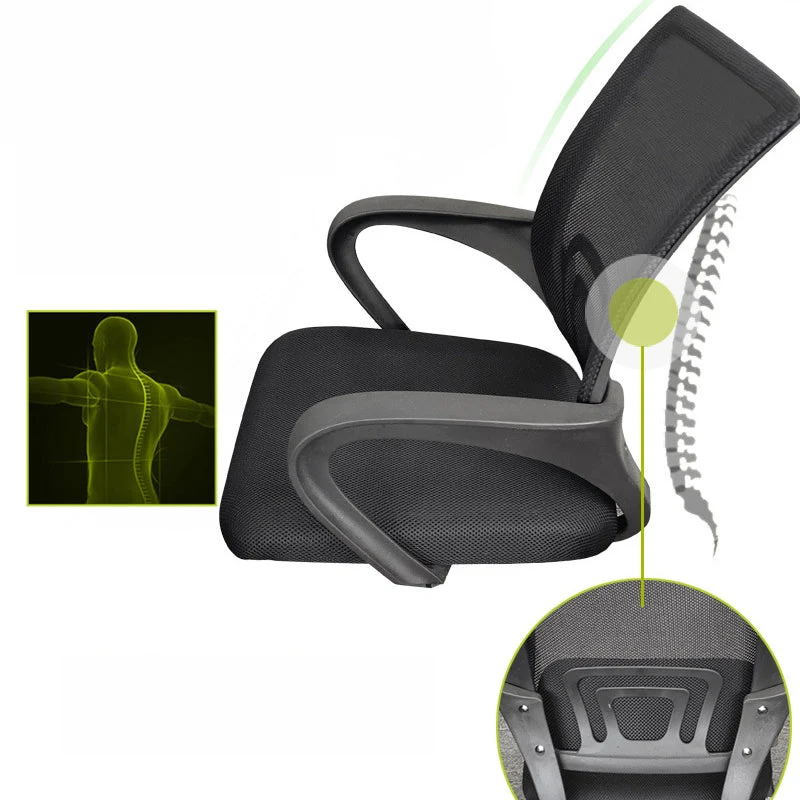 Chaise de bureau moderne en maille noire, chaise d'ordinateur à dossier moyen avec roulettes Clearhalo