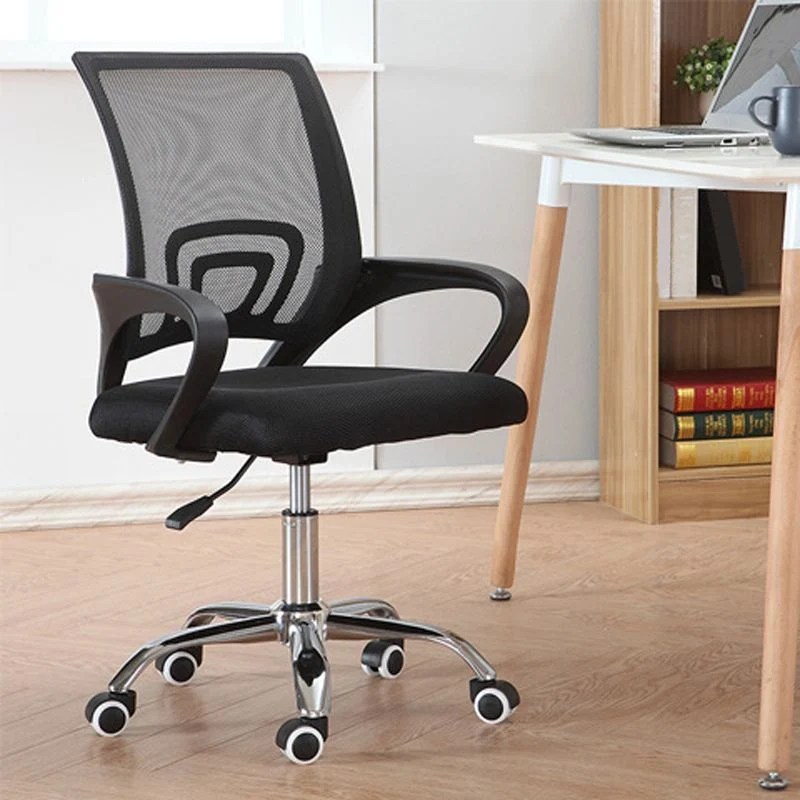Chaise de bureau moderne en maille noire, chaise d'ordinateur à dossier moyen avec roulettes Clearhalo