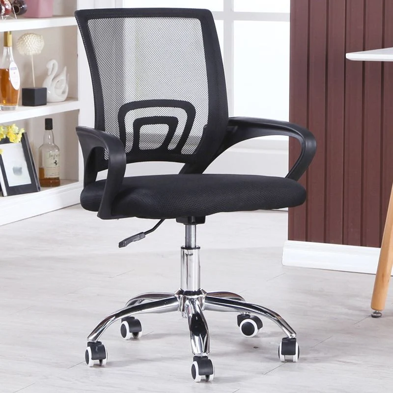 Chaise de bureau moderne en maille noire, chaise d'ordinateur à dossier moyen avec roulettes Clearhalo