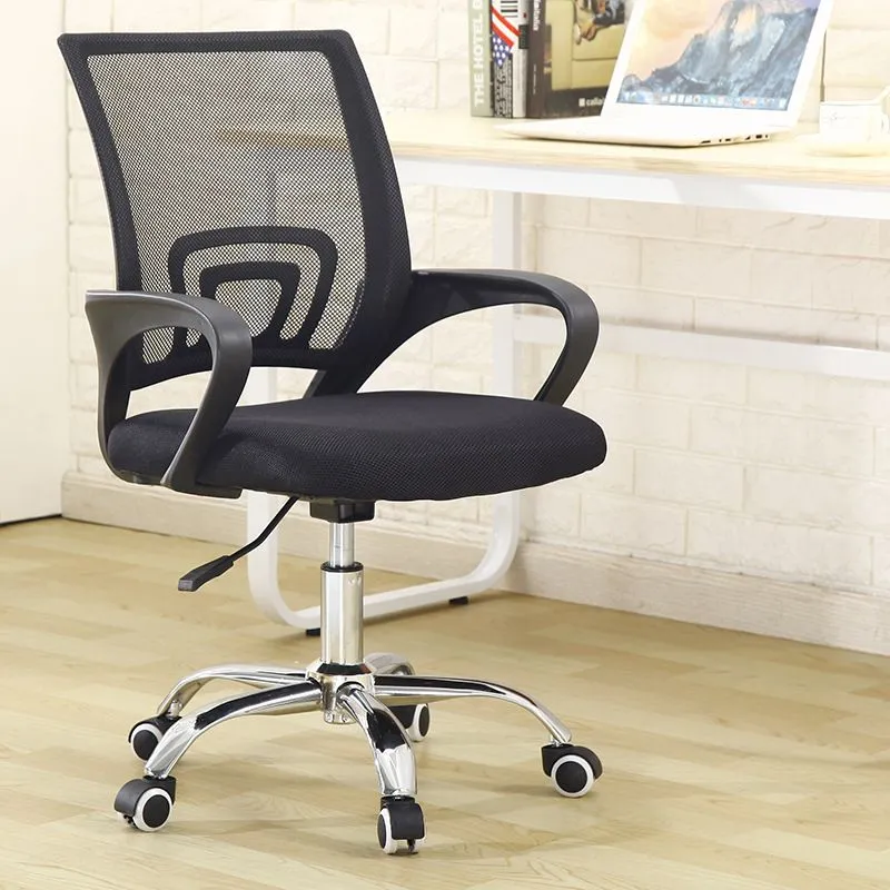 Chaise de bureau moderne en maille noire, chaise d'ordinateur ergonomique à dossier moyen avec roulettes Clearhalo