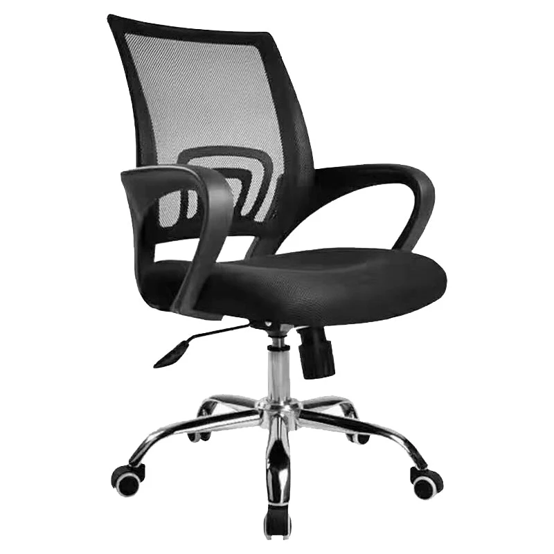 Chaise de bureau moderne en maille noire, chaise d'ordinateur ergonomique à dossier moyen avec roulettes Clearhalo