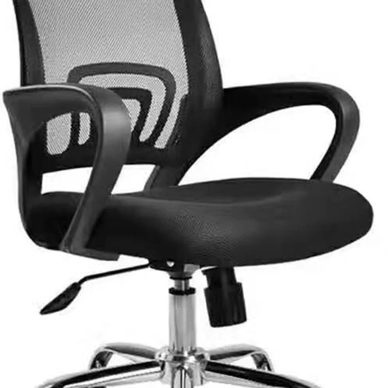 Chaise de bureau moderne en maille noire, chaise d'ordinateur ergonomique à dossier moyen avec roulettes Clearhalo