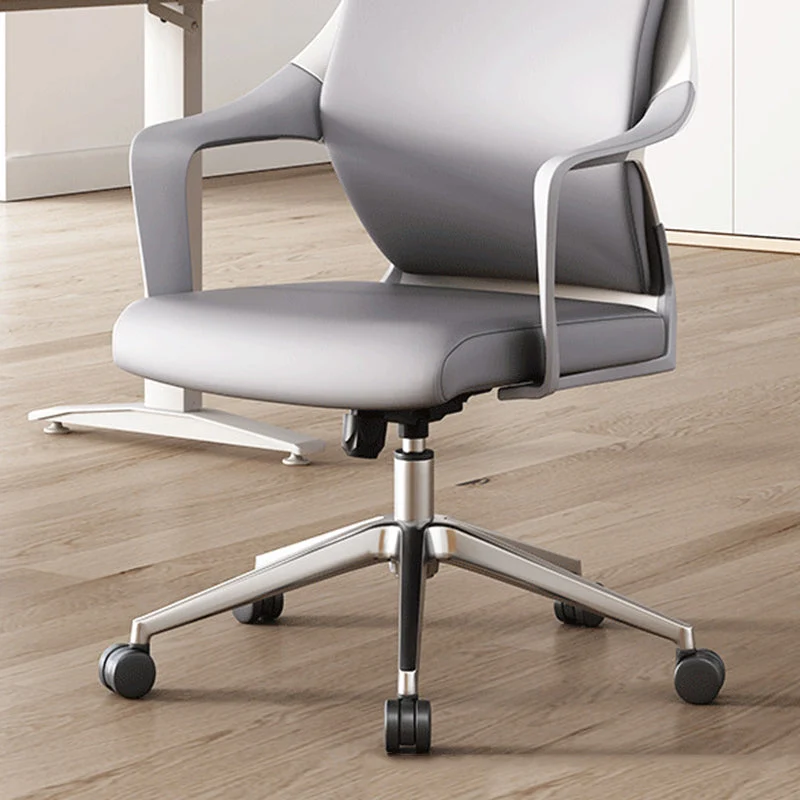 Chaise de bureau moderne en maille/cuir, chaise de conférence à dossier haut avec roulettes Clearhalo
