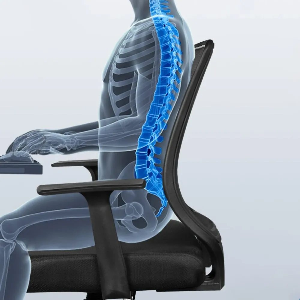 Chaise de bureau moderne en métal argenté avec chaise de conférence en maille à dossier moyen Clearhalo