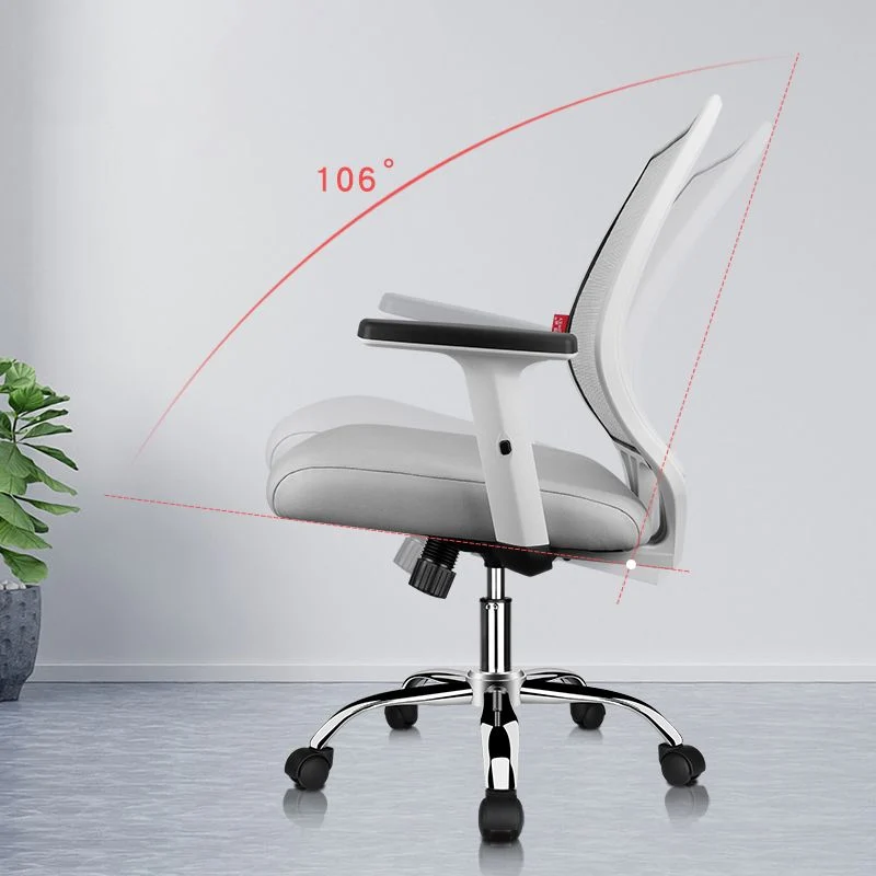 Chaise de bureau moderne en métal argenté avec chaise de conférence en maille à dossier moyen Clearhalo