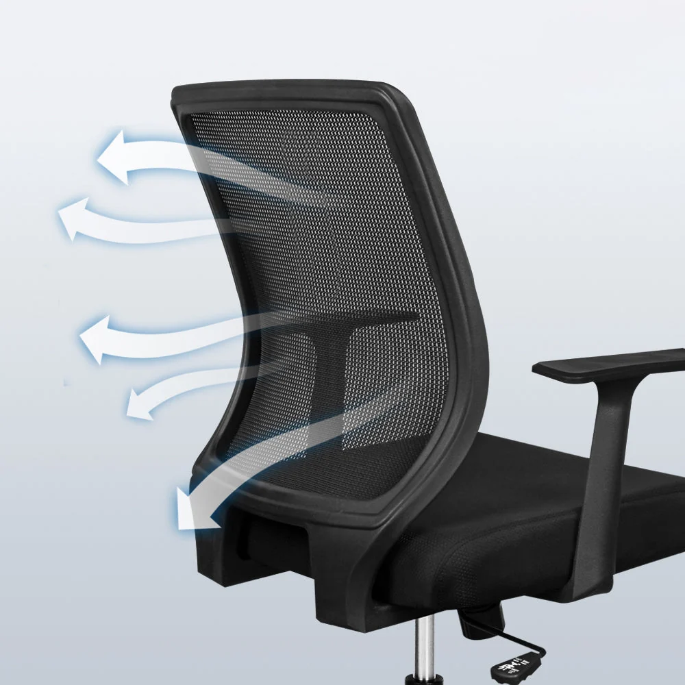 Chaise de bureau moderne en métal argenté avec chaise de conférence en maille à dossier moyen Clearhalo
