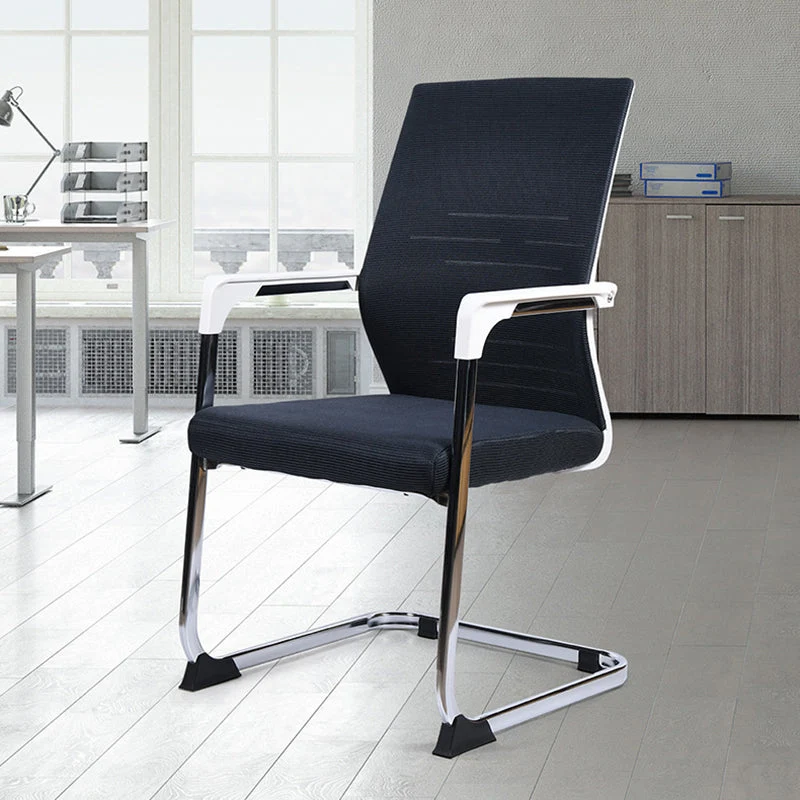 Chaise de bureau moderne en métal noir avec chaise de bureau à dossier moyen Clearhalo