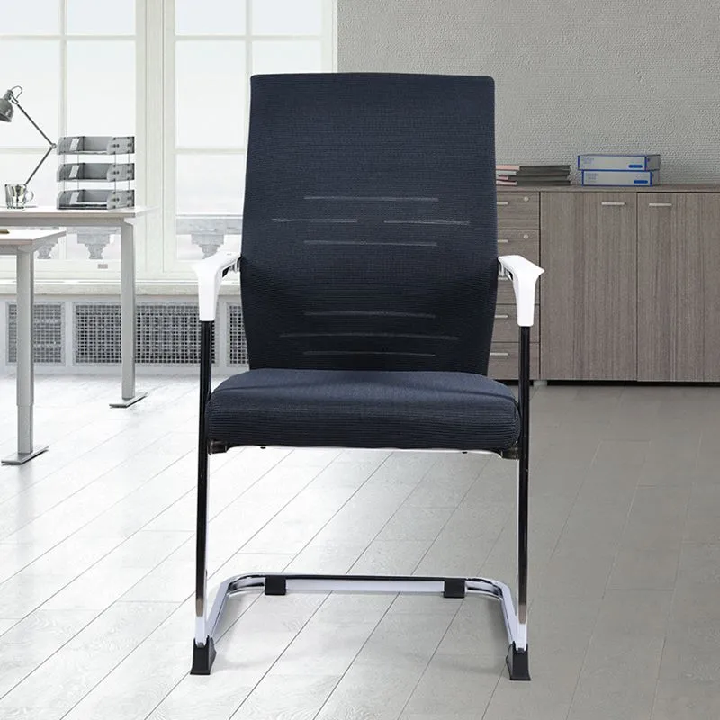 Chaise de bureau moderne en métal noir avec chaise de bureau à dossier moyen Clearhalo