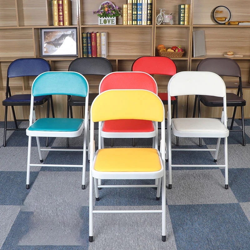 Chaise de bureau moderne en métal sans roues, chaise de bureau à dossier moyen/bas sans bras Clearhalo