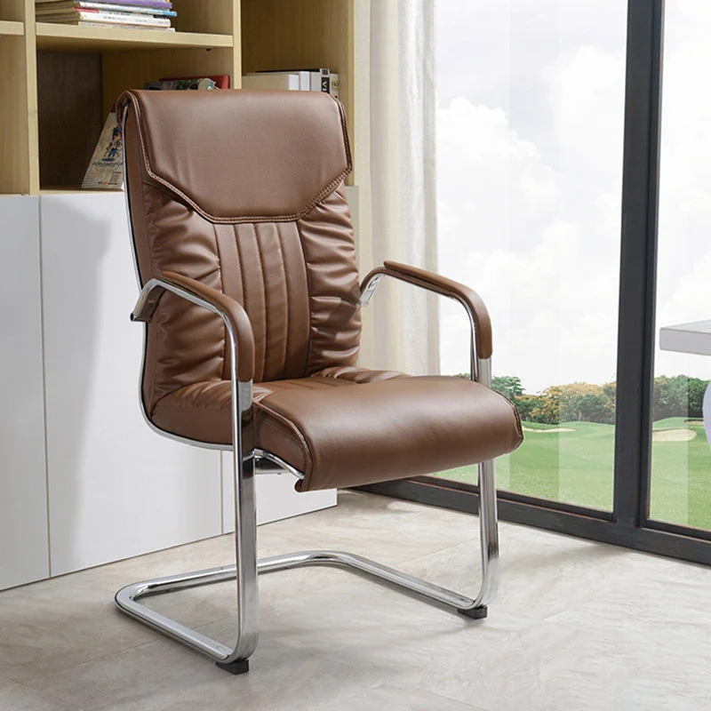 Chaise de bureau moderne en métal et simili cuir avec chaise de bureau à domicile à dossier haut Clearhalo
