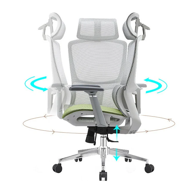 Chaise de bureau moderne, oreiller en maille inclus, chaise à dossier haut avec roulettes Clearhalo