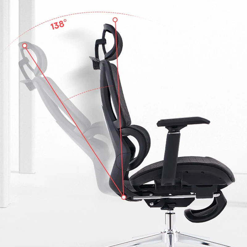 Chaise de bureau moderne de 24 pouces de large, chaise de bureau respirante à bras réglables AirGrid Clearhalo