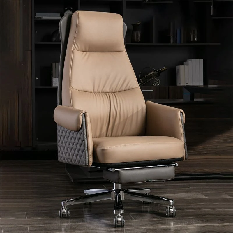 Chaise de bureau moderne sans accoudoirs en cuir, chaise de bureau ergonomique sans détresse avec roulettes Clearhalo