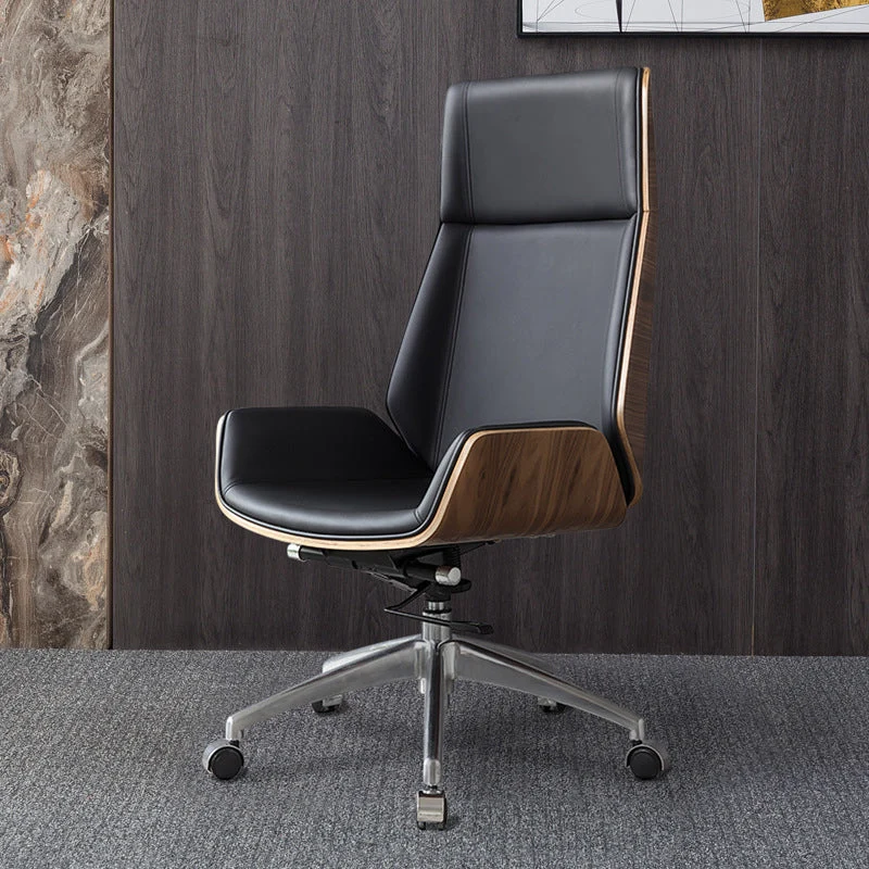 Chaise de bureau moderne sans accoudoirs en cuir, siège réglable en hauteur Clearhalo