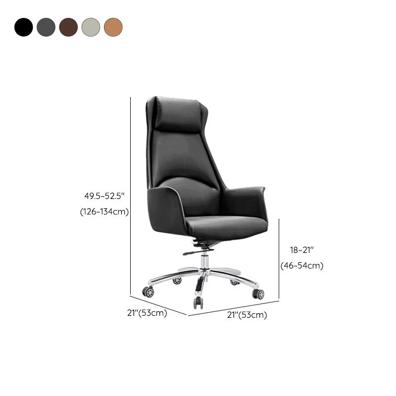 Chaise de bureau moderne sans accoudoirs en cuir, siège réglable en hauteur, avec roulettes Clearhalo