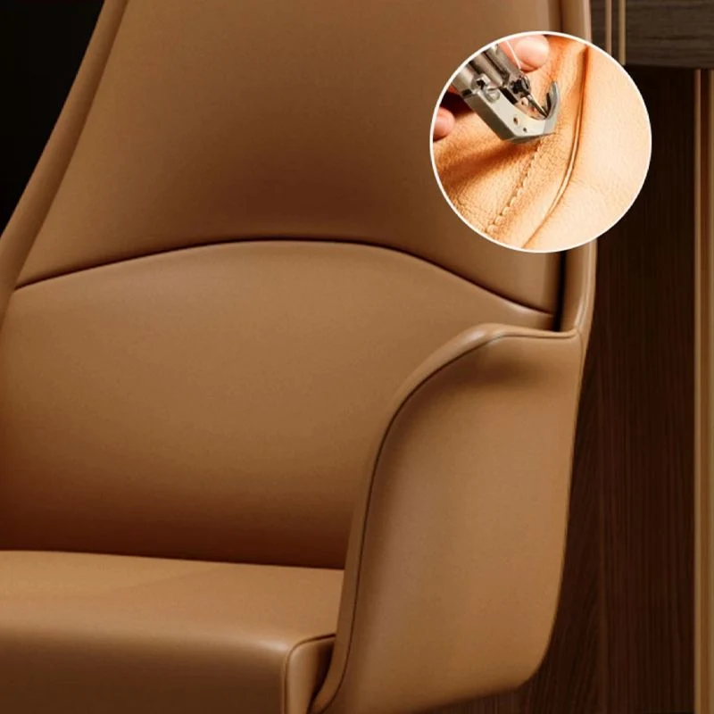 Chaise de bureau moderne sans accoudoirs en cuir, siège réglable en hauteur, avec roulettes Clearhalo