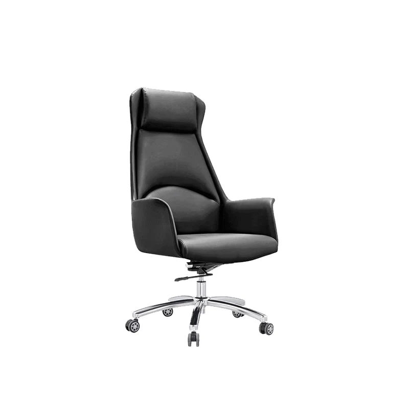 Chaise de bureau moderne sans accoudoirs en cuir, siège réglable en hauteur, avec roulettes Clearhalo