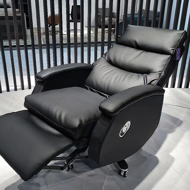 Chaise de bureau moderne sans accoudoirs en cuir, siège réglable en hauteur, avec roulettes Clearhalo