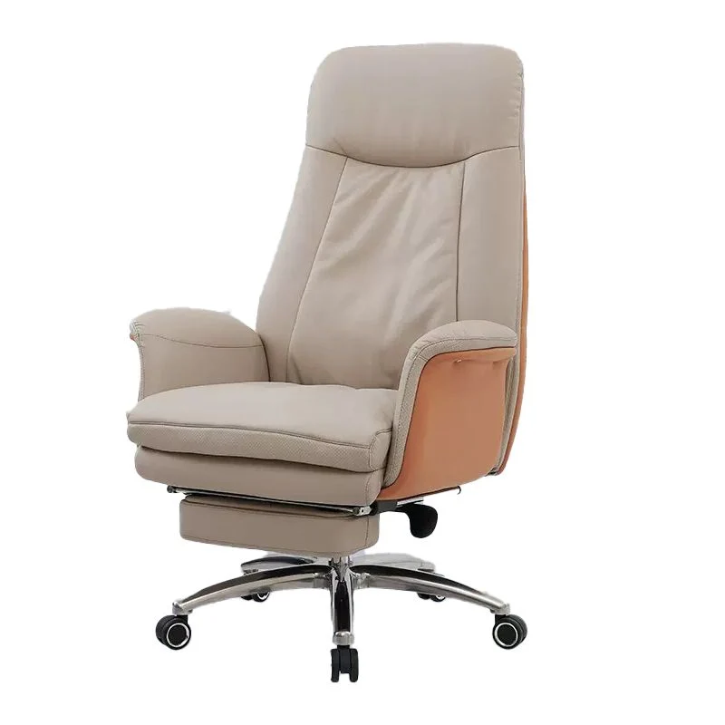 Chaise de bureau moderne sans accoudoirs, mécanisme d'inclinaison en cuir, chaise de bureau ergonomique avec roulettes Cle...