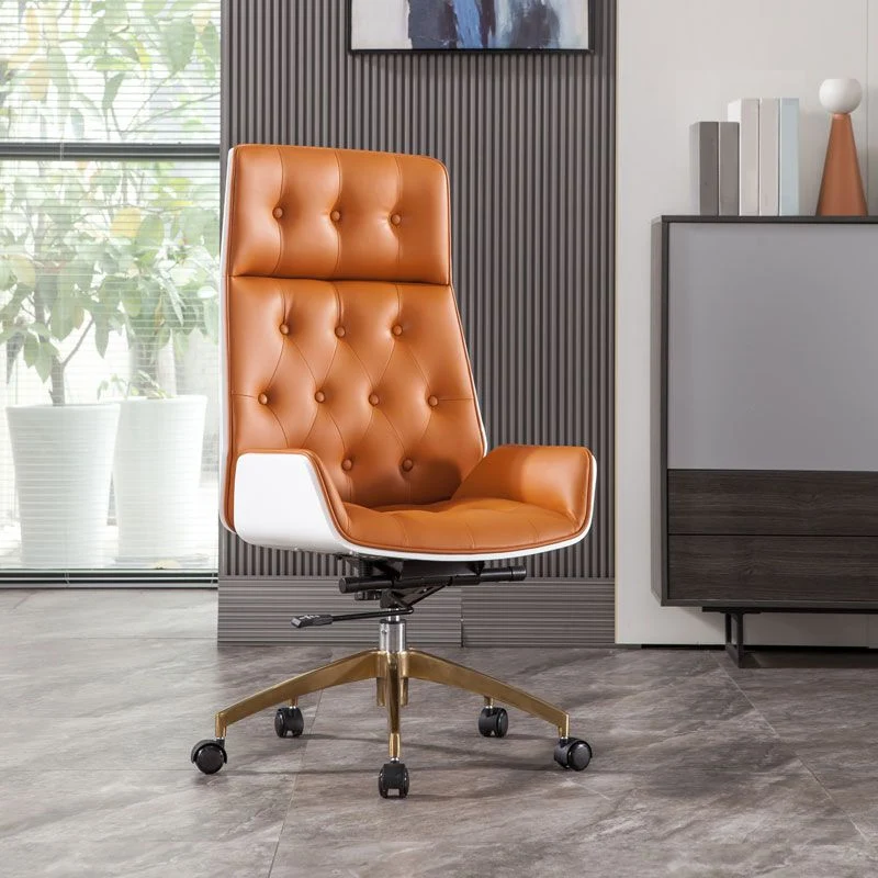 Chaise de bureau moderne sans accoudoirs en simili cuir à dossier haut Clearhalo