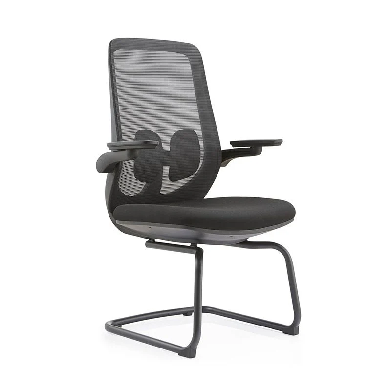 Chaise de bureau moderne sans roues, chaise à dossier haut noir en microfibre Clearhalo