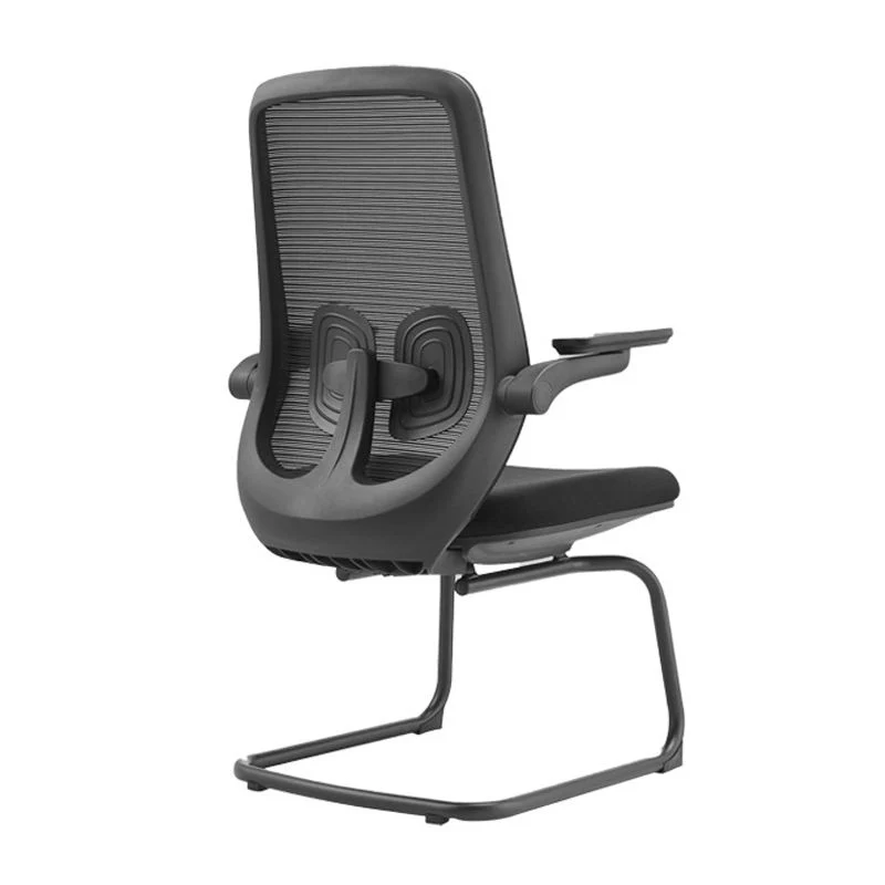 Chaise de bureau moderne sans roues, chaise à dossier haut noir en microfibre Clearhalo