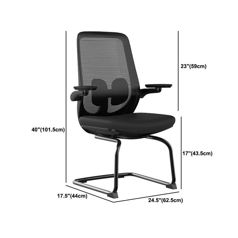 Chaise de bureau moderne sans roues, chaise à dossier haut noir en microfibre Clearhalo
