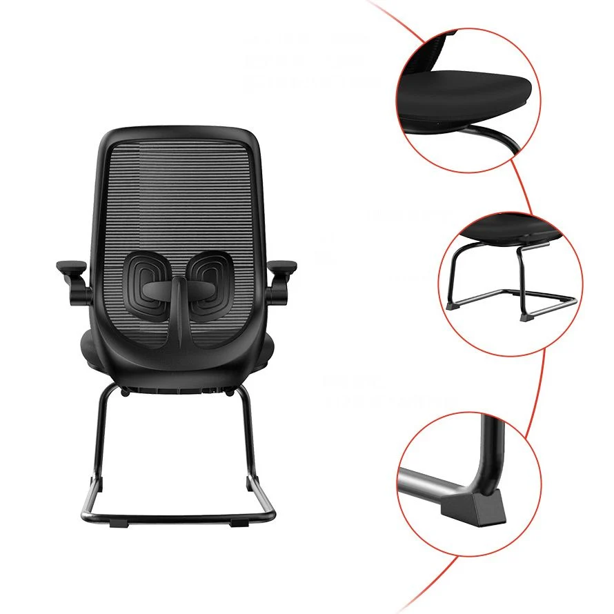 Chaise de bureau moderne sans roues, chaise à dossier haut noir en microfibre Clearhalo