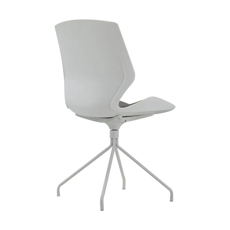 Chaise de bureau moderne sans roues en coton blanc, sans accoudoirs Clearhalo