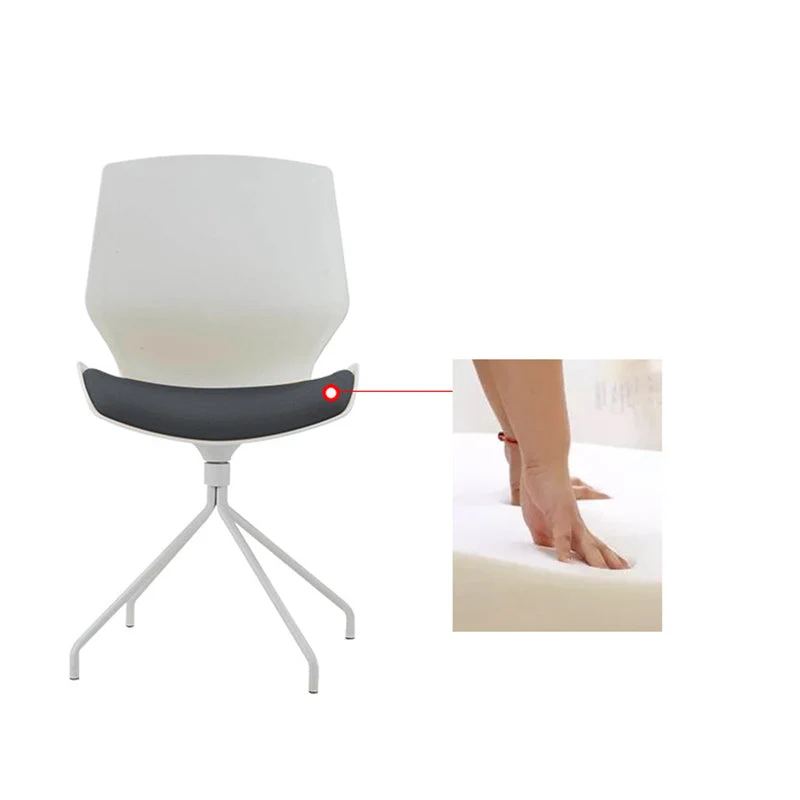 Chaise de bureau moderne sans roues en coton blanc, sans accoudoirs Clearhalo