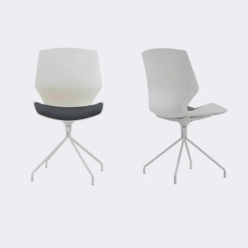 Chaise de bureau moderne sans roues en coton blanc, sans accoudoirs Clearhalo