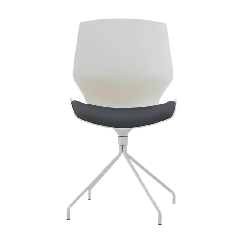Chaise de bureau moderne sans roues en coton blanc, sans accoudoirs Clearhalo