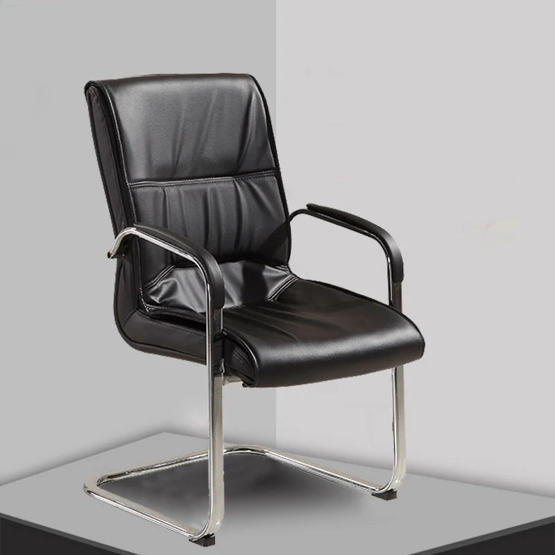 Chaise de bureau moderne sans roues, sans bras fixes pénibles, chaise de bureau rembourrée Clearhalo