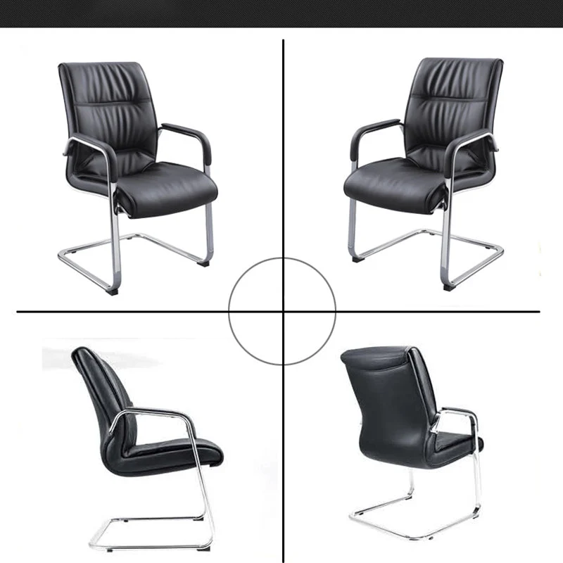 Chaise de bureau moderne sans roues, sans bras fixes pénibles, chaise de bureau rembourrée Clearhalo