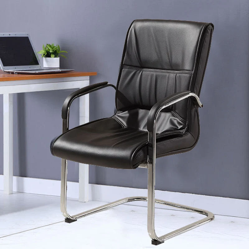 Chaise de bureau moderne sans roues, sans bras fixes pénibles, chaise de bureau rembourrée Clearhalo