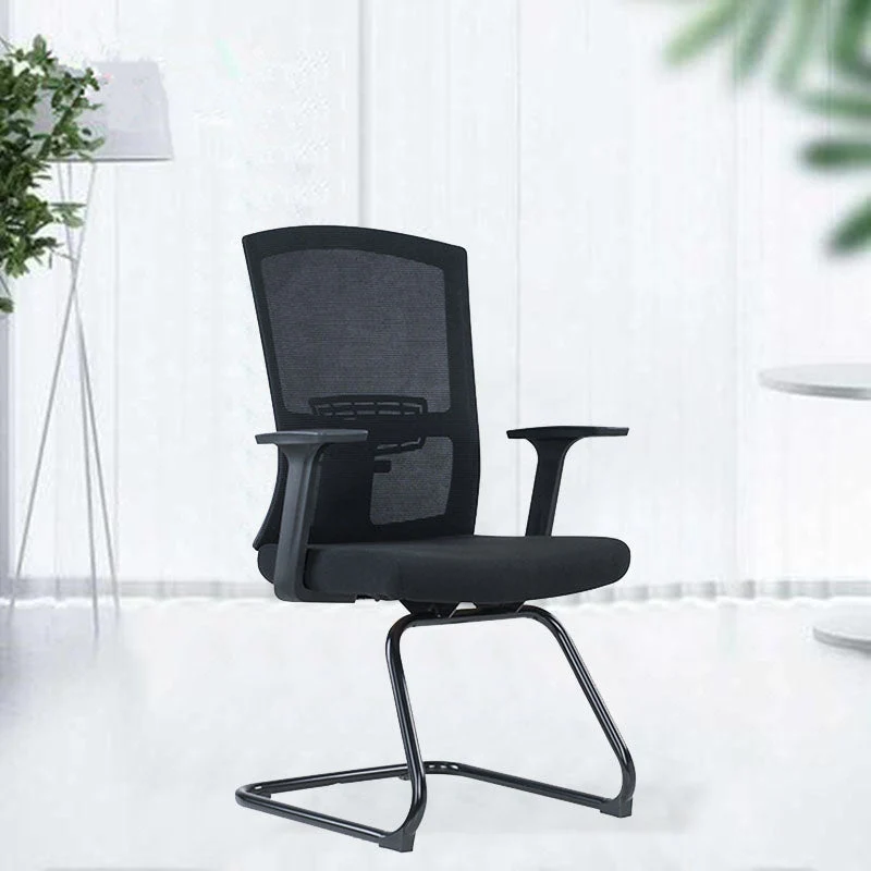 Chaise de bureau moderne sans roues, support lombaire, bras fixes, chaise de bureau Clearhalo