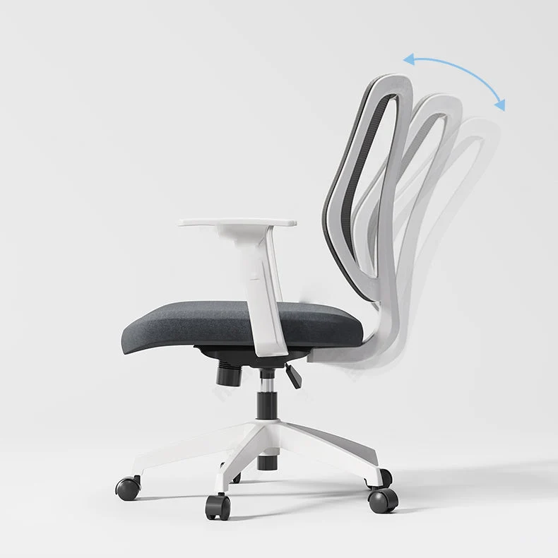 Chaise de bureau moderne, siège réglable en hauteur, bras fixes, chaise pivotante avec roulettes Clearhalo