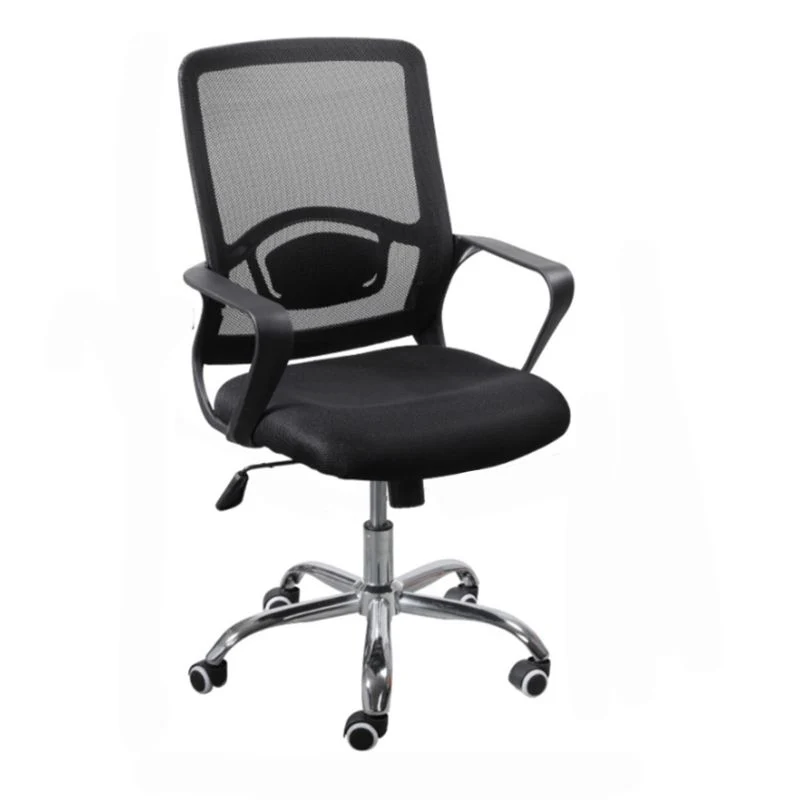 Chaise de bureau noire coulissante moderne, hauteur de siège réglable, bras fixes avec roues Clearhalo